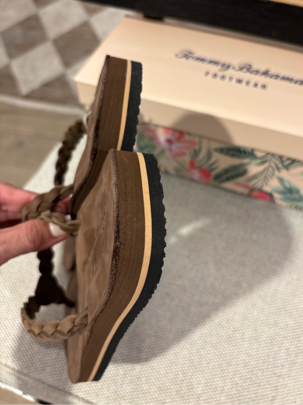 Women's Tommy Bahama Braided Strap Brown Elliot Flip Flop Sandals - Size 7 1/2 - Picture 11 of 12